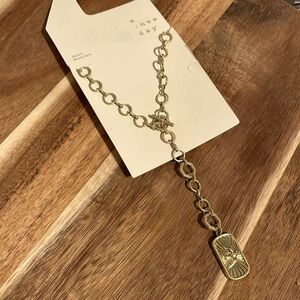 A new day short necklace goldtone Circle chain with pendant New size short